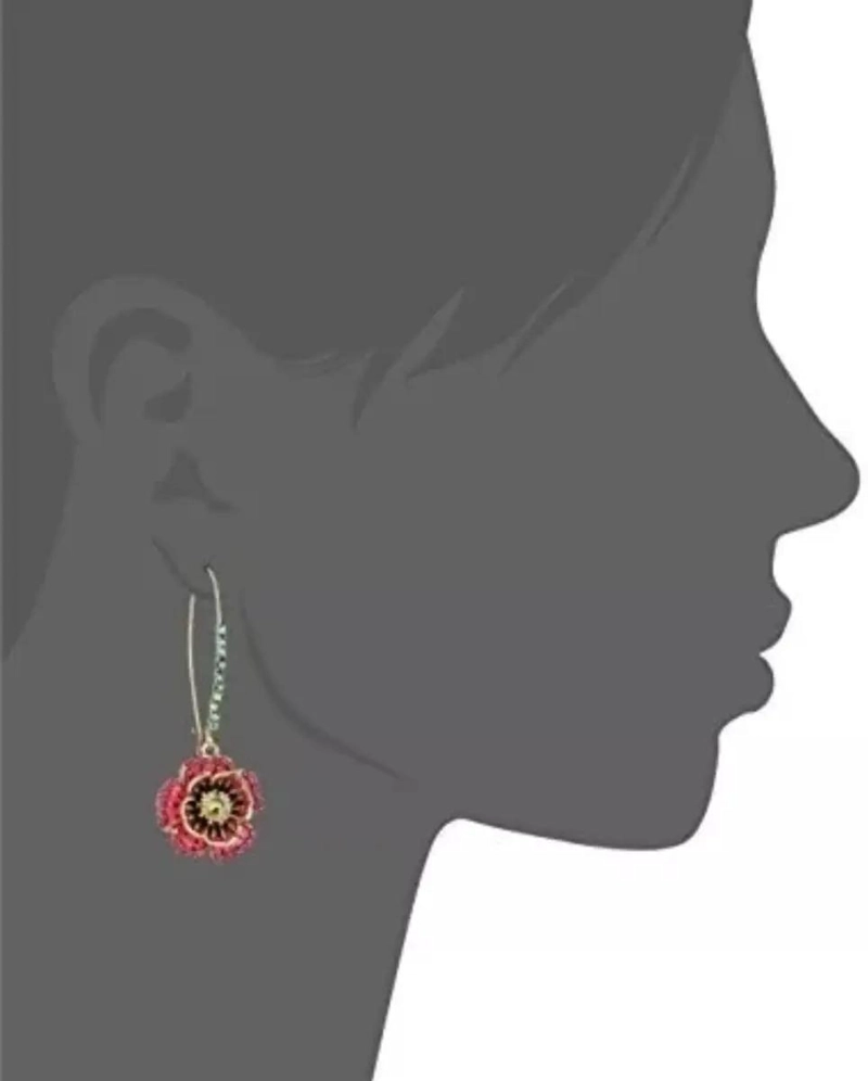 PENDIENTES AROS COLGANTE DISEÑO ELEGANTE EN COLOR ROSA - 2