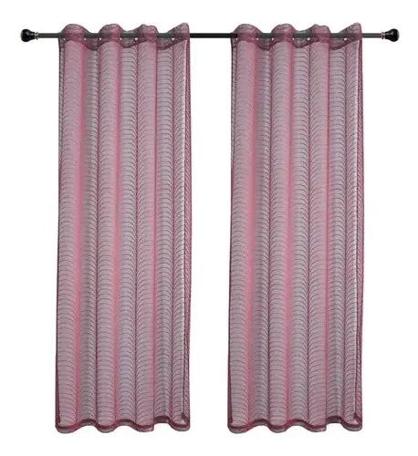 CORTINA DE VISILLO CON ESTAMPADO DE PALMERAS 2 PAÑOS 140X220CM - 1