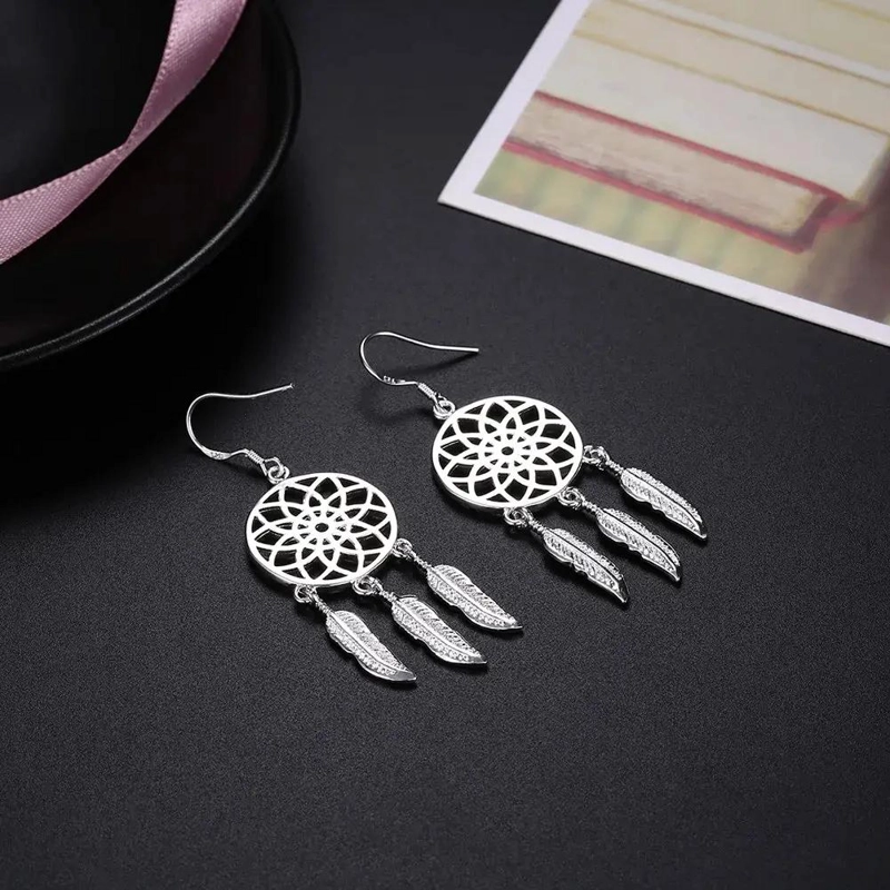 AROS COLGANTES DE PLATA 925 CON DISEÑO DE ATRAPASUEÑOS - 6