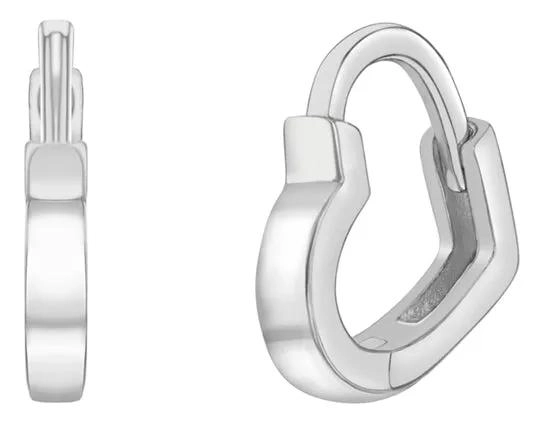 ARGOLLAS DE PLATA 925 EN FORMA DE CORAZON PARA NIÑAS - 1