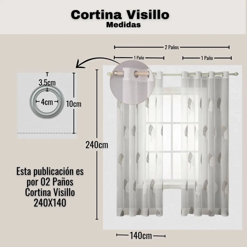 VISILLO VELO BORDADO 140X240 PARA DECORACION DE VENTANAS - 2