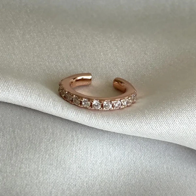 EAR CUFF EN ORO ROSADO BRILLANTE DE PLATA 925 - 2