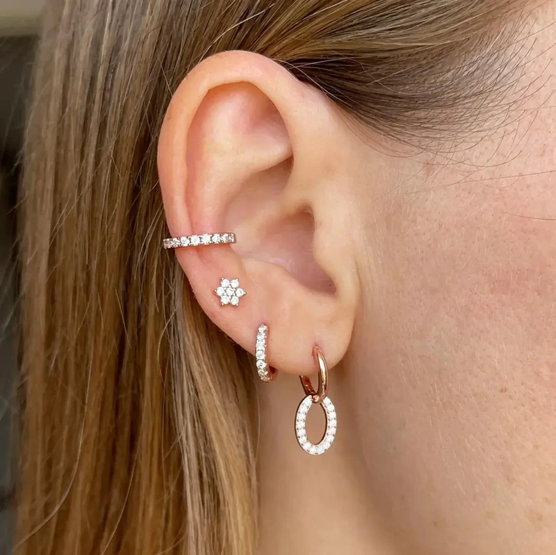 EAR CUFF EN ORO ROSADO BRILLANTE DE PLATA 925 - 5