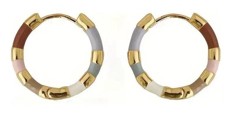 AROS ARGOLLAS BAÑADOS EN ORO 18KT MULTICOLOR TIPO CLIC - 1