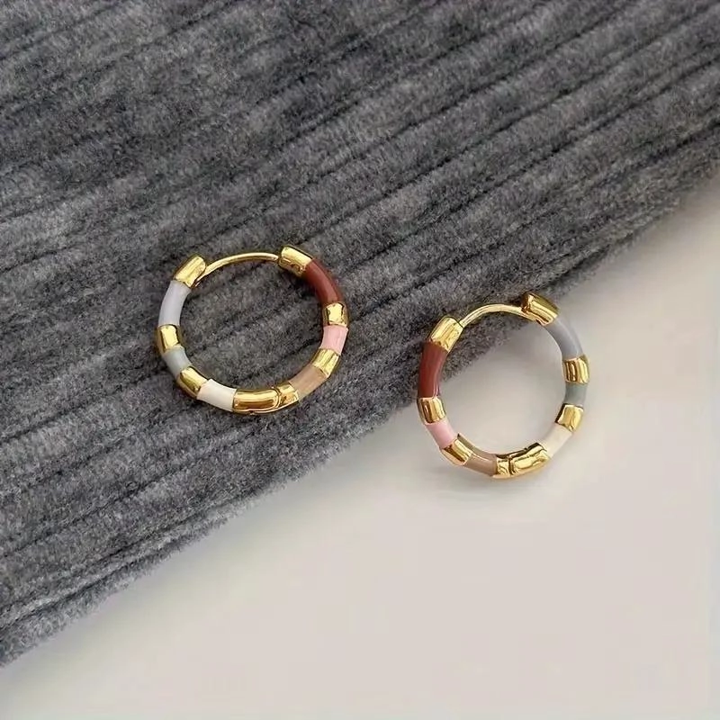 AROS ARGOLLAS BAÑADOS EN ORO 18KT MULTICOLOR TIPO CLIC - 4