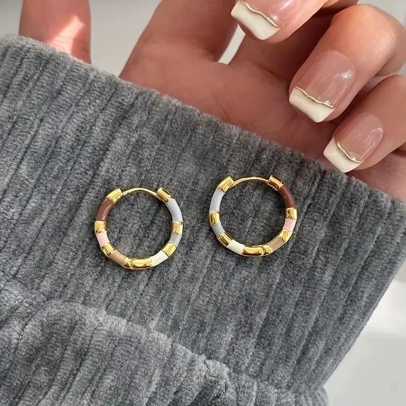 AROS ARGOLLAS BAÑADOS EN ORO 18KT MULTICOLOR TIPO CLIC - 5