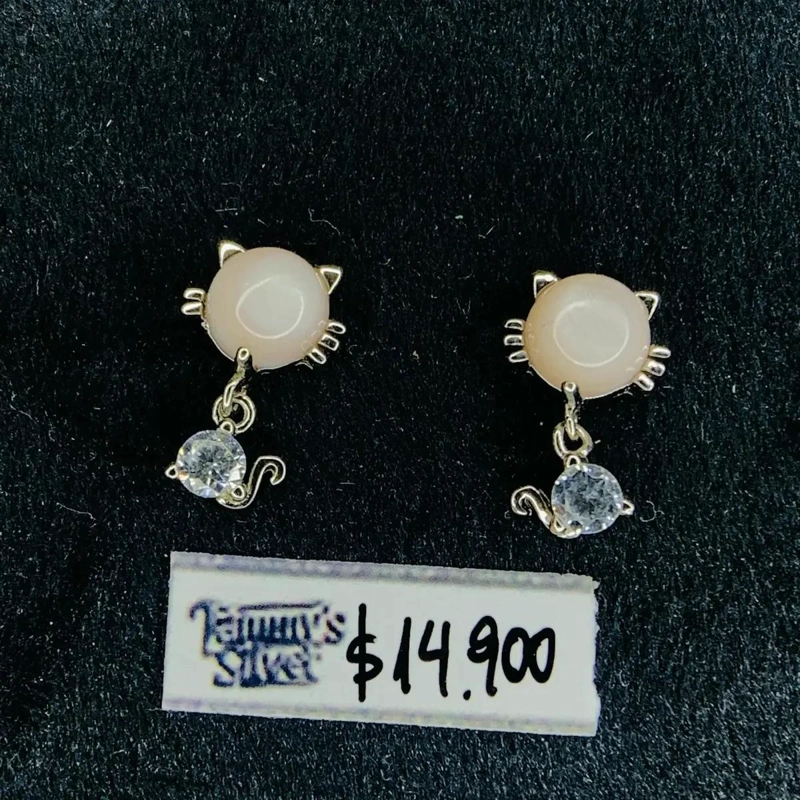 AROS COLGANTES DE GATITO EN PLATA 925 CON DETALLES ELEGANTES - 6