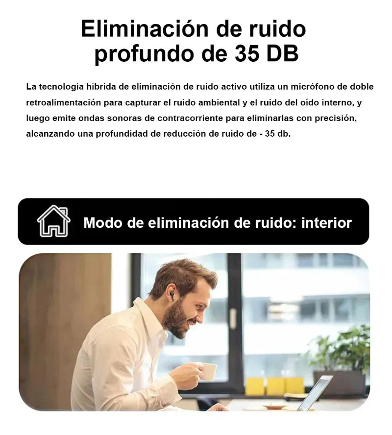 AUDIFONOS IN-EAR INALAMBRICOS CON BLUETOOTH 5.4 Y CANCELACION DE RUIDO - 10