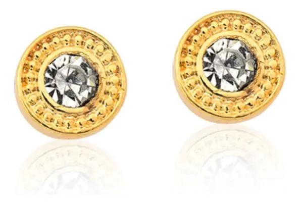 AROS ELEGANTES BAÑADOS EN ORO CON CIRCONES DE ALTA CALIDAD - 1