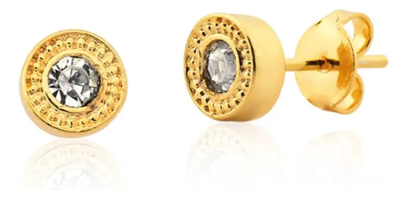 AROS ELEGANTES BAÑADOS EN ORO CON CIRCONES DE ALTA CALIDAD - 2