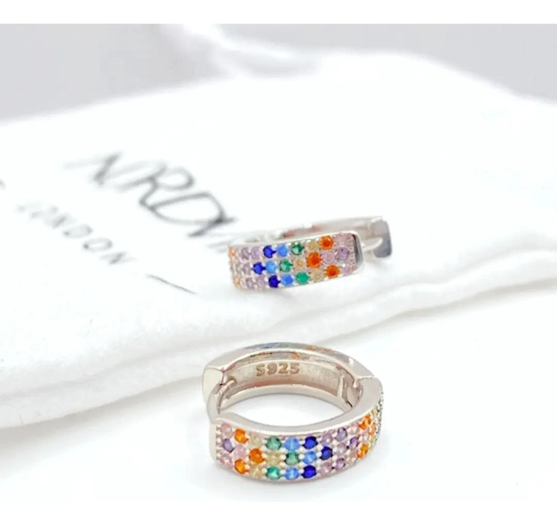 ARGOLLAS DE PLATA 925 CON CIRCONES DE COLORES PARA MUJER - 4