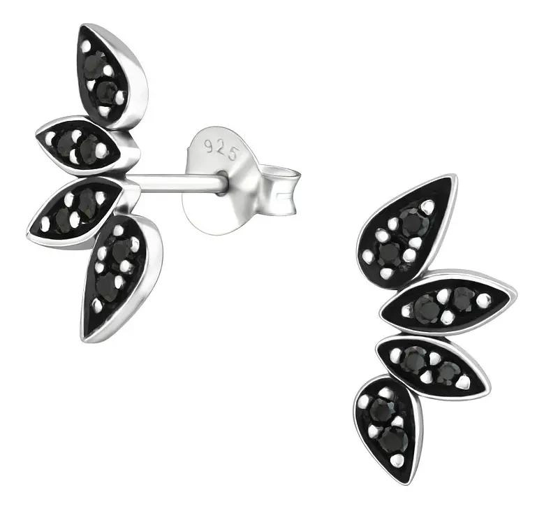 AROS DE PLATA 925 CON DISEÑO DE PE TALOS NEGROS - 1