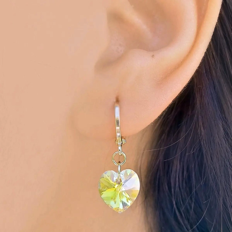 AROS CORAZON DE CRISTAL AUSTRIACO ENCHAPADO EN ORO 18K - 2