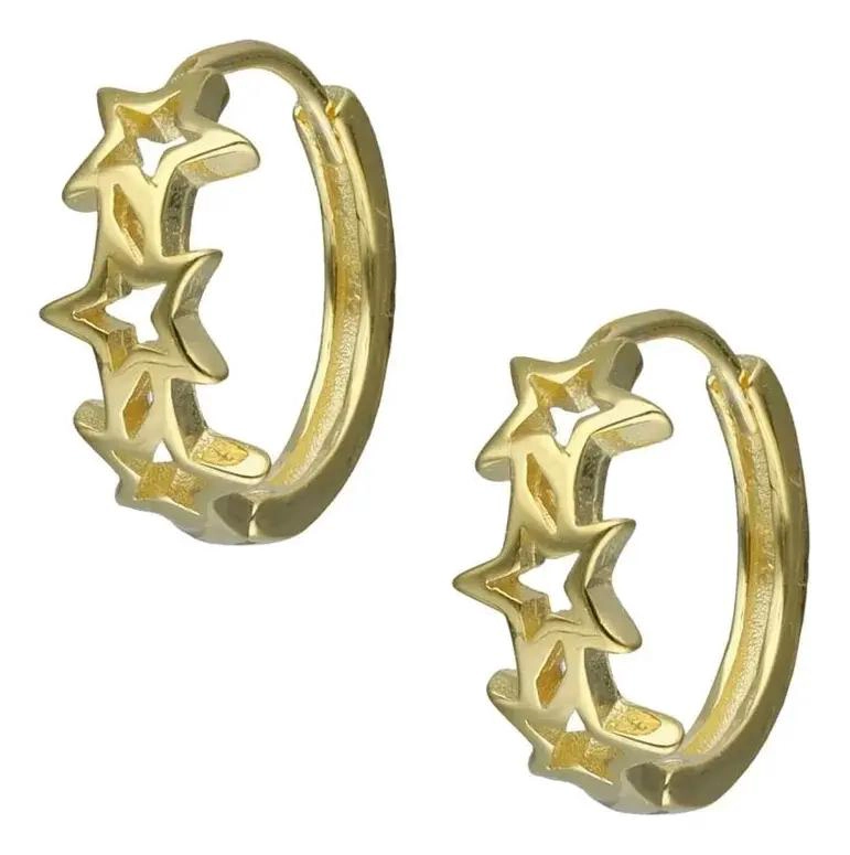 AROS DE PLATA CON BAÑO DE ORO PARA BEBE S 14 MM - 1