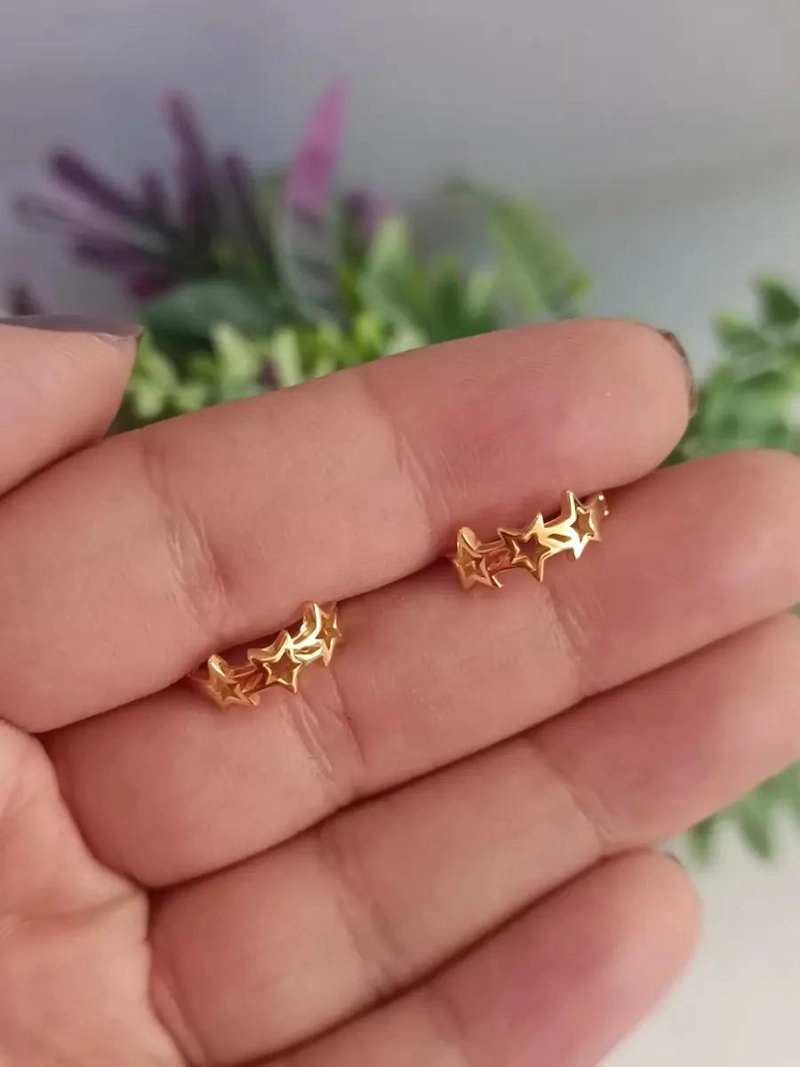 AROS DE PLATA CON BAÑO DE ORO PARA BEBE S 14 MM - 2