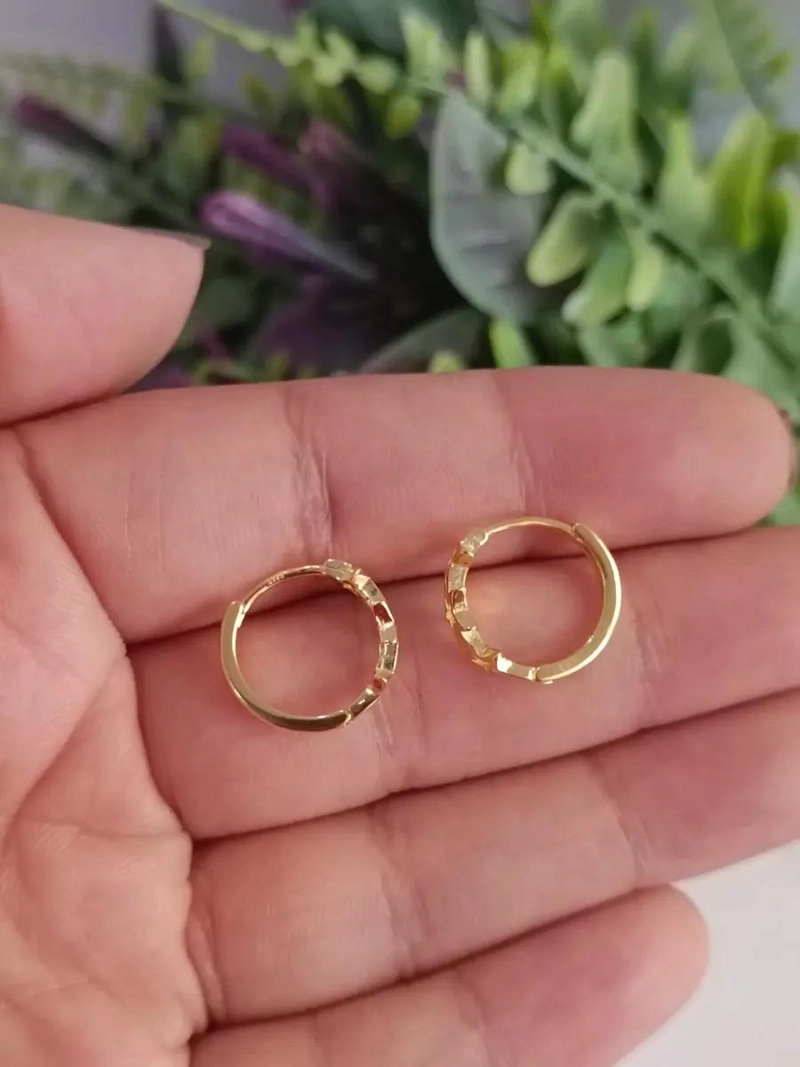 AROS DE PLATA CON BAÑO DE ORO PARA BEBE S 14 MM - 3