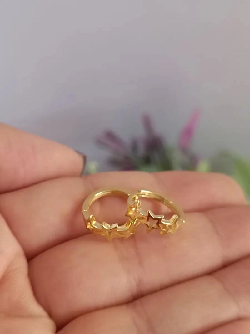 AROS DE PLATA CON BAÑO DE ORO PARA BEBE S 14 MM - 4