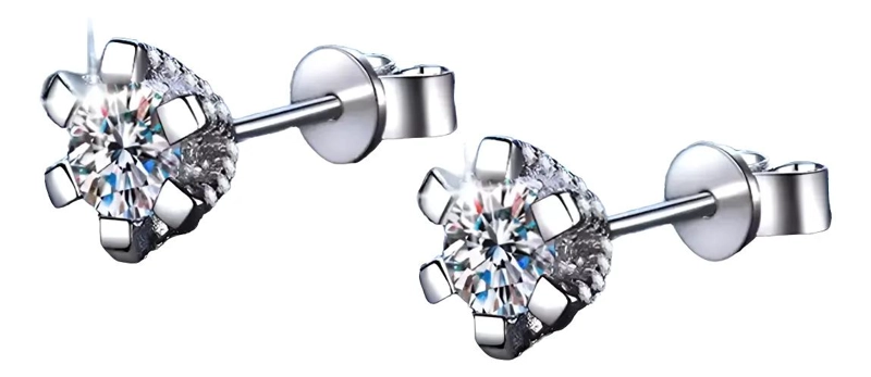 AROS DE MOISSANITA EN PLATA 925 CON BAÑO DE ORO DE 18 K - 1