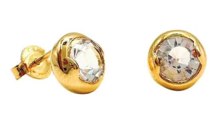 AROS ELEGANTES BAÑADOS EN ORO CON CIRCONES DE ALTA CALIDAD - 2