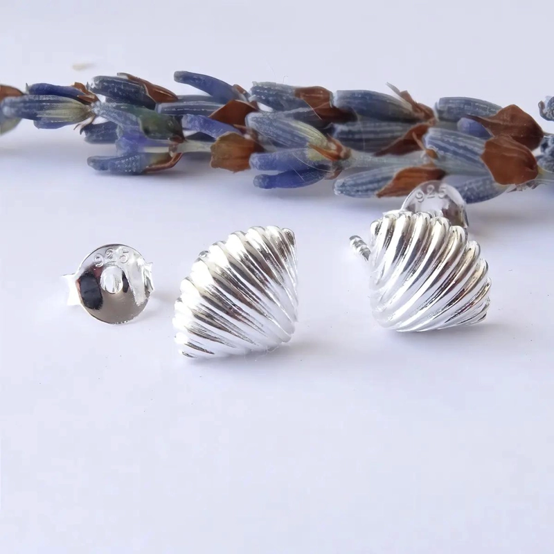 AROS DE PLATA LEY 925 CON DISEÑO DE CONCHITA MARINA - 2