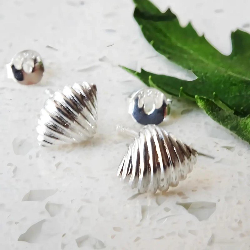 AROS DE PLATA LEY 925 CON DISEÑO DE CONCHITA MARINA - 3