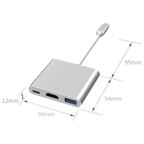 CABLE CONVERTIDOR HUB USB TIPO C 3 EN 1 HDMI PARA CONEXIONES RAPIDAS - 2