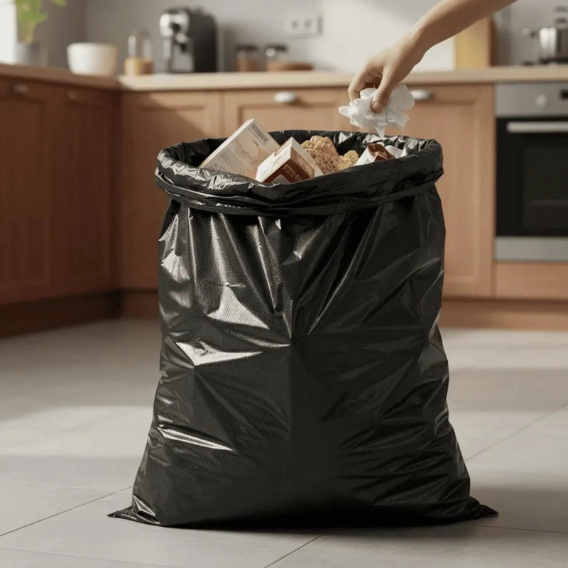 PACK DE 50 BOLSAS DE BASURA GRANDES 80X100 CM COLOR NEGRO - 3