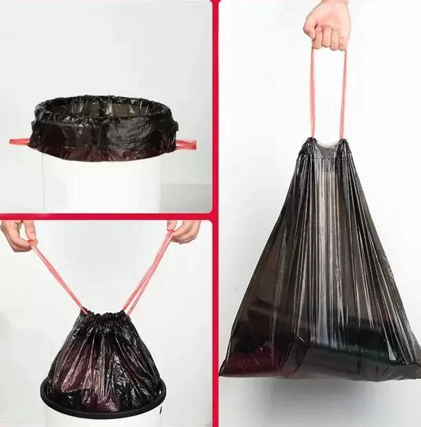 PACK DE 50 BOLSAS NEGRAS PARA BASURA CON CORDON 55X75CM - 4