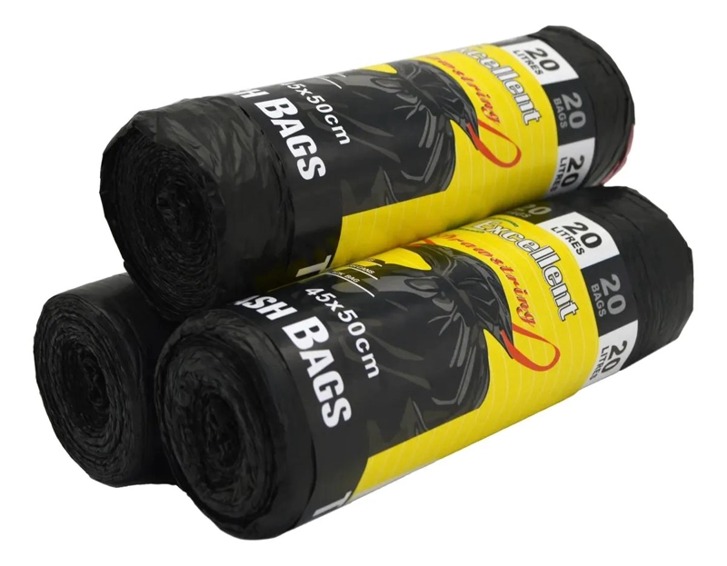 PACK DE 100 BOLSAS NEGRAS PARA BASURA CON CORDON 45X50CM - 1