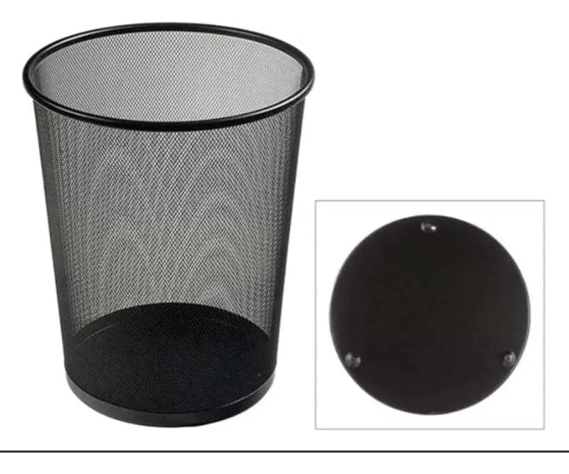 PAPELERA REJILLA METALICA NEGRA 8 LITROS PARA OFICINA - 2