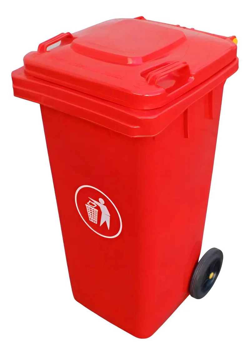 CONTENEDOR DE BASURA GRANDE 120 LITROS CON TAPA Y RUEDAS - 1