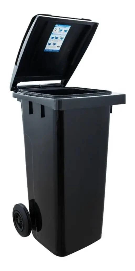 CONTENEDOR DE BASURA GRANDE 120 LITROS CON TAPA Y RUEDAS - 3