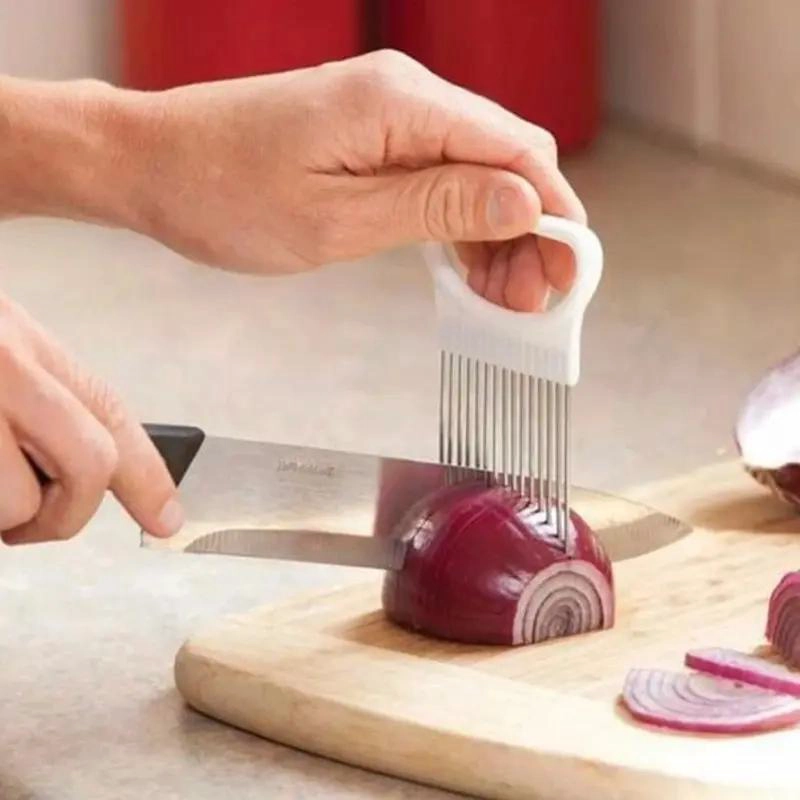 SUJETADOR DE ACERO INOXIDABLE PARA CORTAR FRUTAS Y VERDURAS - 8