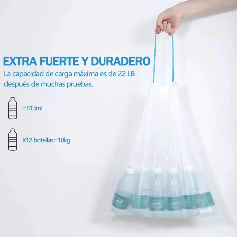 BOLSAS BIODEGRADABLES CON CORDON 50X55 CM PARA BASURA - 3