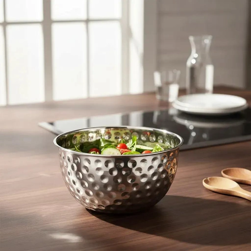 BOWL DE ACERO INOXIDABLE MARTILLADO 27X17 CM PARA COCINA - 1