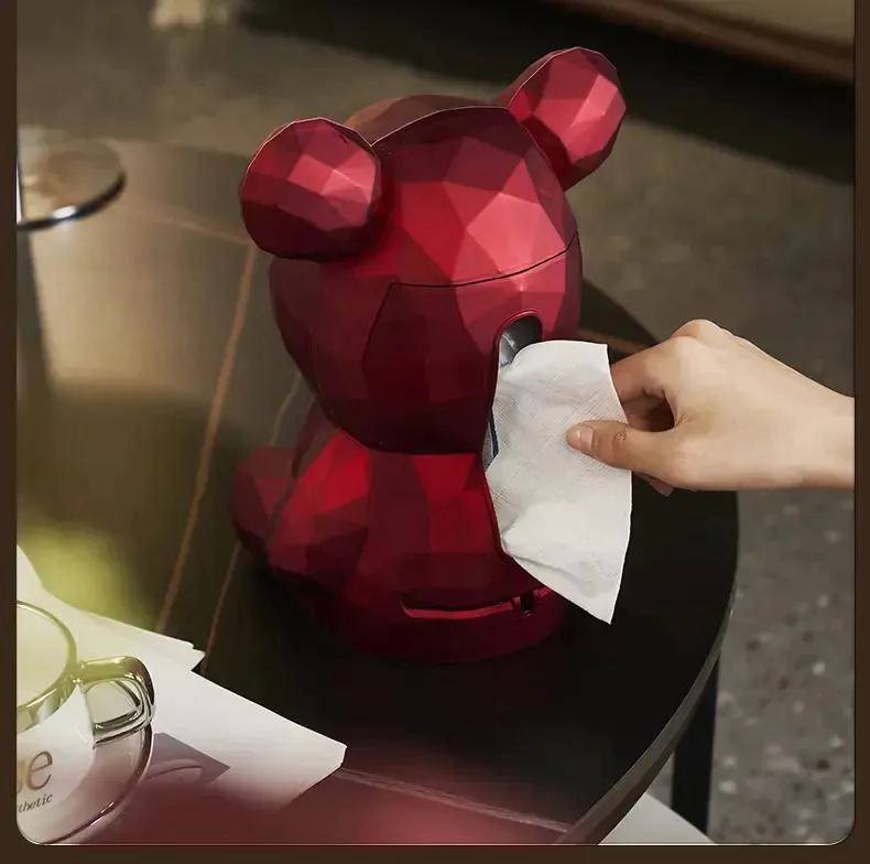SERVILLETERO MODERNO DE OSO GEOME TRICO PARA MESA EN ROJO - 1