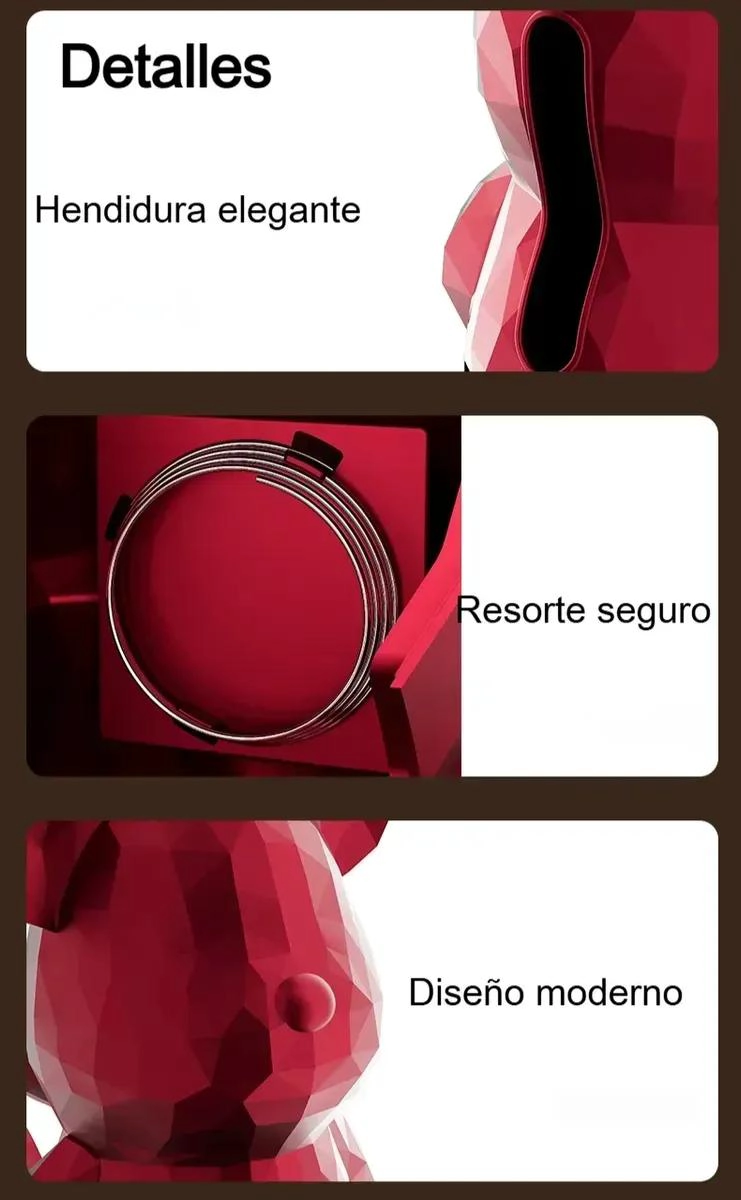 SERVILLETERO MODERNO DE OSO GEOME TRICO PARA MESA EN ROJO - 3