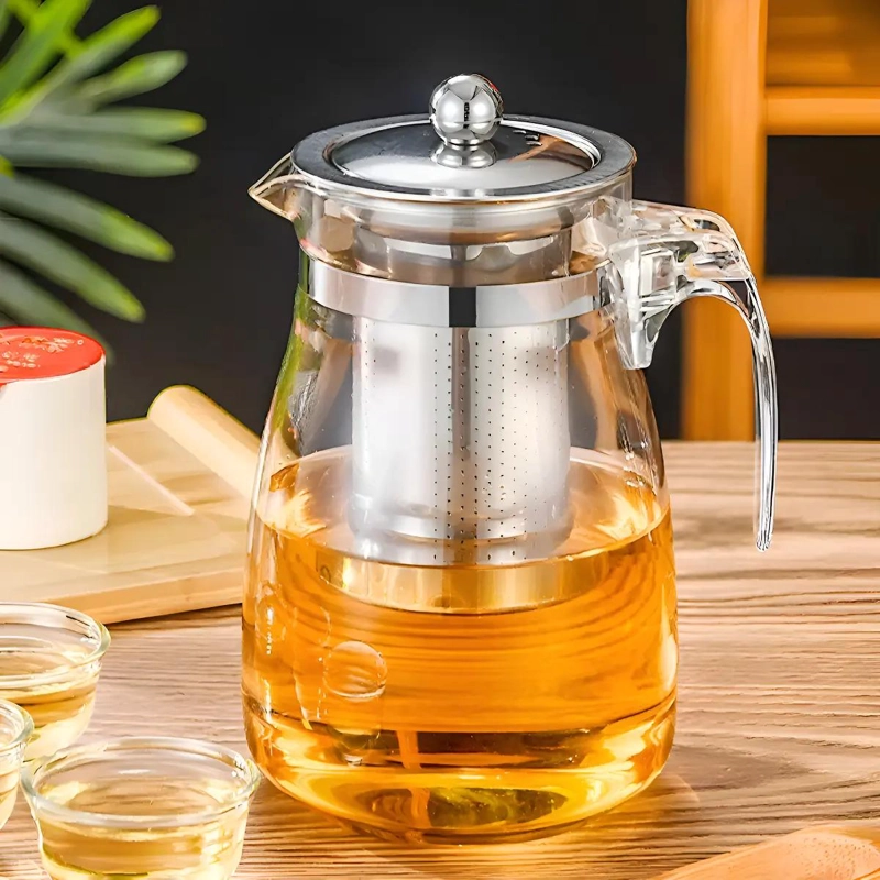 TETERA DE VIDRIO Y ACERO CON INFUSOR 750 ML - 1