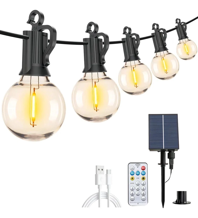 GUIRNALDA SOLAR LED DE 15M CON CONTROL REMOTO Y 25 AMPOLLETAS - 1