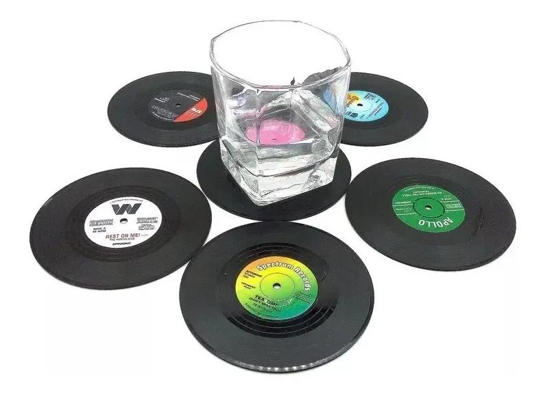POSAVASOS DE VINILO CREATIVOS PARA BEBIDAS Y CAFE - 1