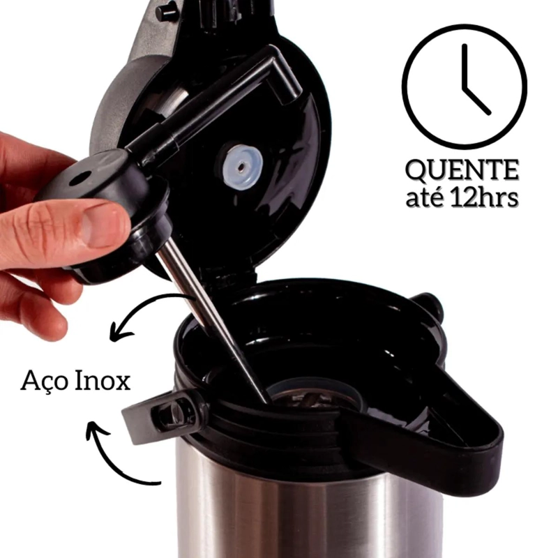 BOTELLA TE RMICA DE ACERO INOXIDABLE PARA CAFE  Y TE  1,9 L - 8