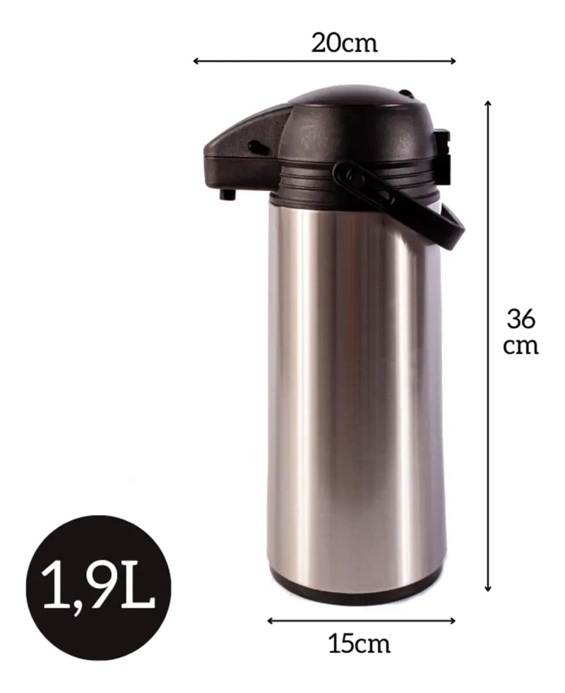 BOTELLA TE RMICA DE ACERO INOXIDABLE PARA CAFE  Y TE  1,9 L - 9