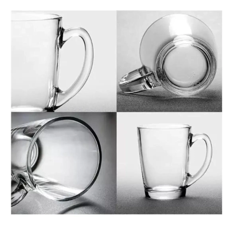 SET DE 6 TAZAS DE VIDRIO TRANSPARENTE PARA CAFE  Y TE  310ML - 2