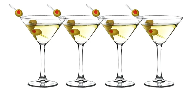 SET DE 4 COPAS MARTINI DE VIDRIO TRANSPARENTE PARA COCTELES - 3