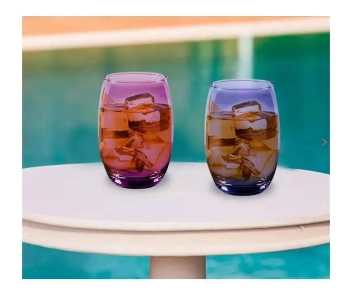 SET DE 6 VASOS DE VIDRIO ALTOS DE COLORES 460ML - 4
