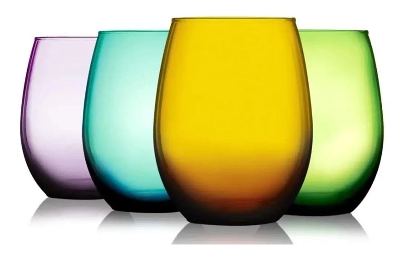SET DE 6 VASOS DE VIDRIO ALTOS DE COLORES 460ML - 5