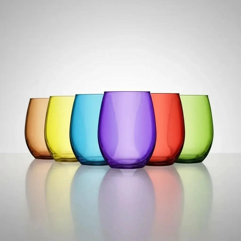 SET DE 6 VASOS DE VIDRIO ALTOS DE COLORES 460ML - 9
