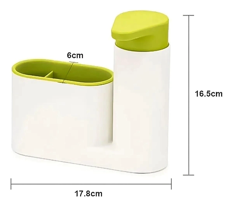DISPENSADOR DE JABON Y PORTA ESPONJA MULTIUSO BLANCO - 2