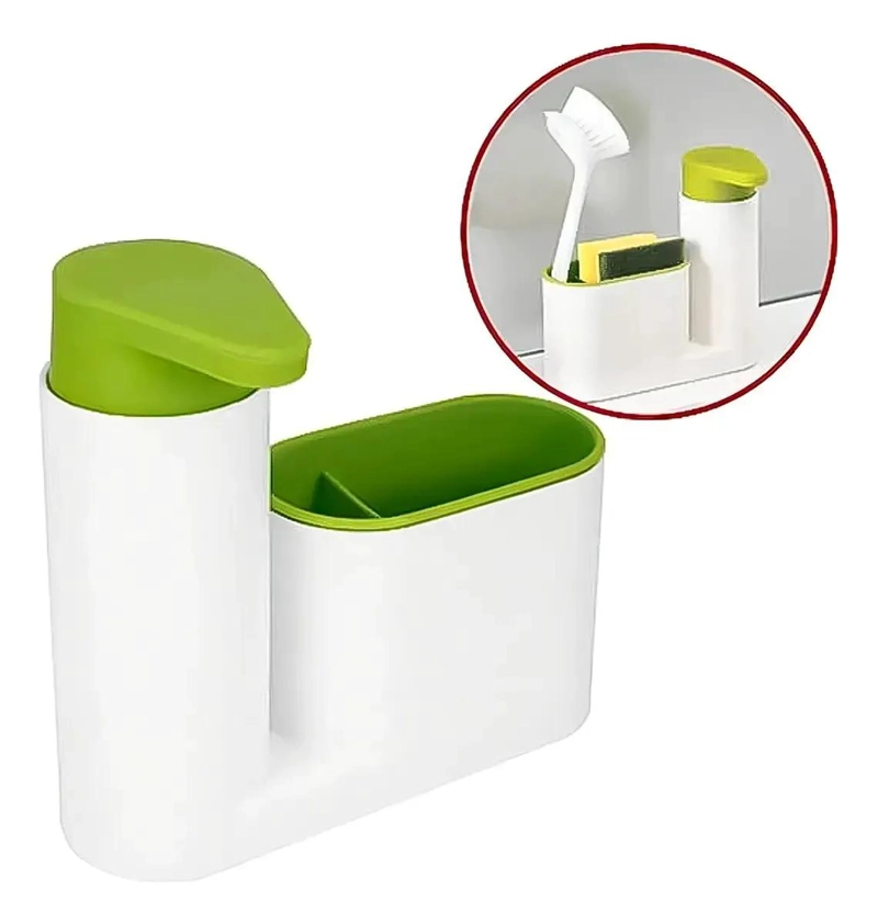 DISPENSADOR DE JABON Y PORTA ESPONJA MULTIUSO BLANCO - 3