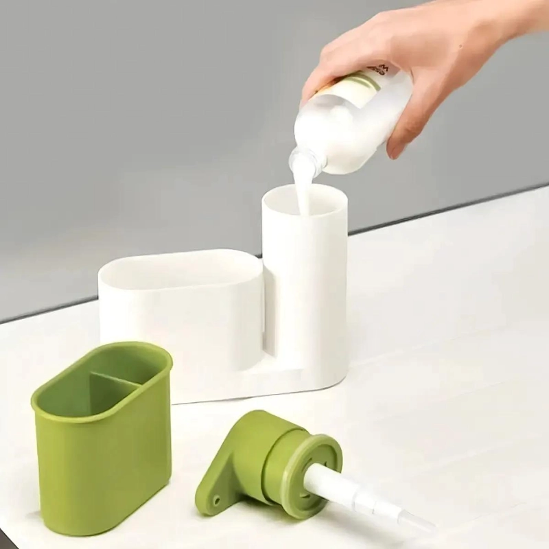 DISPENSADOR DE JABON Y PORTA ESPONJA MULTIUSO BLANCO - 6